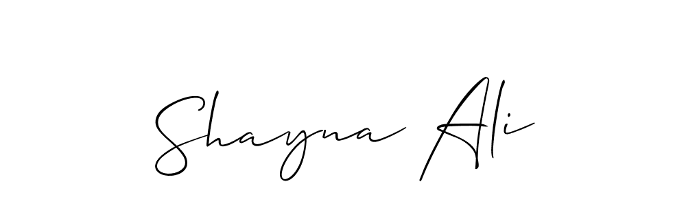 Use a signature maker to create a handwritten signature online. With this signature software, you can design (Allison_Script) your own signature for name Shayna Ali. Shayna Ali signature style 2 images and pictures png