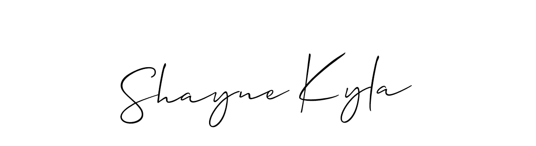The best way (Allison_Script) to make a short signature is to pick only two or three words in your name. The name Shayne Kyla include a total of six letters. For converting this name. Shayne Kyla signature style 2 images and pictures png