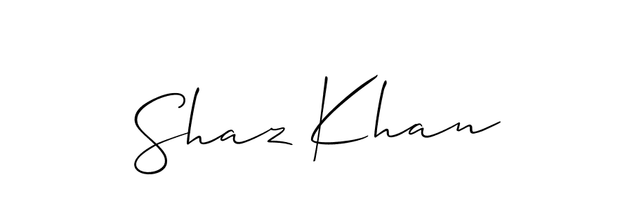 Make a beautiful signature design for name Shaz Khan. With this signature (Allison_Script) style, you can create a handwritten signature for free. Shaz Khan signature style 2 images and pictures png