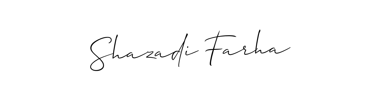 Use a signature maker to create a handwritten signature online. With this signature software, you can design (Allison_Script) your own signature for name Shazadi Farha. Shazadi Farha signature style 2 images and pictures png