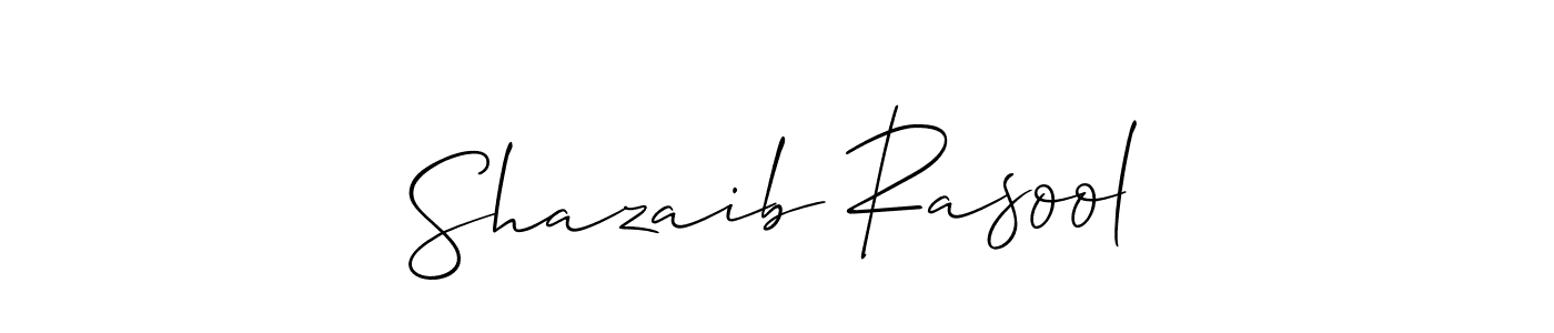 How to make Shazaib Rasool name signature. Use Allison_Script style for creating short signs online. This is the latest handwritten sign. Shazaib Rasool signature style 2 images and pictures png