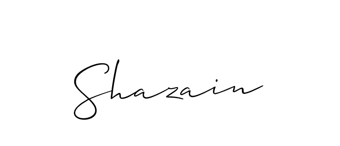 Design your own signature with our free online signature maker. With this signature software, you can create a handwritten (Allison_Script) signature for name Shazain. Shazain signature style 2 images and pictures png