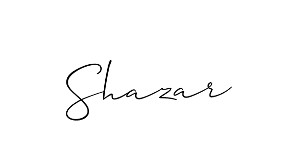 Make a beautiful signature design for name Shazar. With this signature (Allison_Script) style, you can create a handwritten signature for free. Shazar signature style 2 images and pictures png