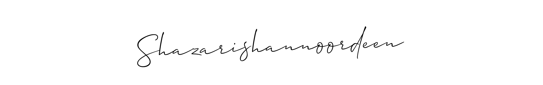 Allison_Script is a professional signature style that is perfect for those who want to add a touch of class to their signature. It is also a great choice for those who want to make their signature more unique. Get Shazarishannoordeen name to fancy signature for free. Shazarishannoordeen signature style 2 images and pictures png