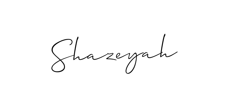 Make a beautiful signature design for name Shazeyah. With this signature (Allison_Script) style, you can create a handwritten signature for free. Shazeyah signature style 2 images and pictures png