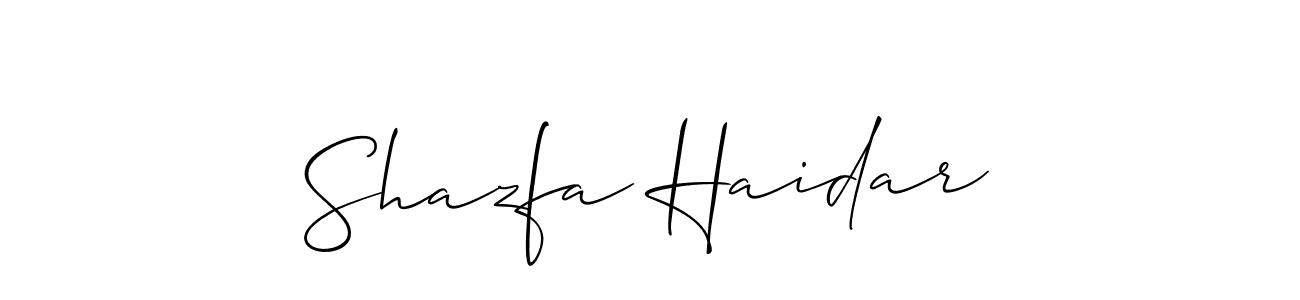 Also we have Shazfa Haidar name is the best signature style. Create professional handwritten signature collection using Allison_Script autograph style. Shazfa Haidar signature style 2 images and pictures png