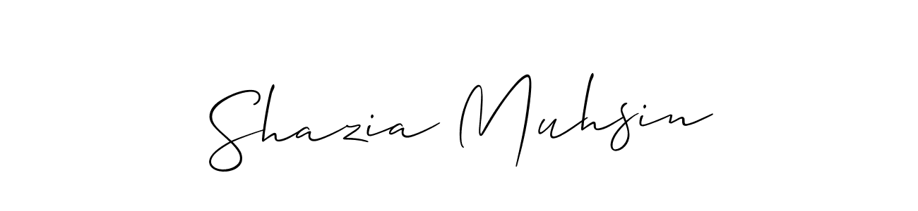 Create a beautiful signature design for name Shazia Muhsin. With this signature (Allison_Script) fonts, you can make a handwritten signature for free. Shazia Muhsin signature style 2 images and pictures png