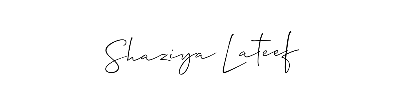 Make a short Shaziya Lateef signature style. Manage your documents anywhere anytime using Allison_Script. Create and add eSignatures, submit forms, share and send files easily. Shaziya Lateef signature style 2 images and pictures png