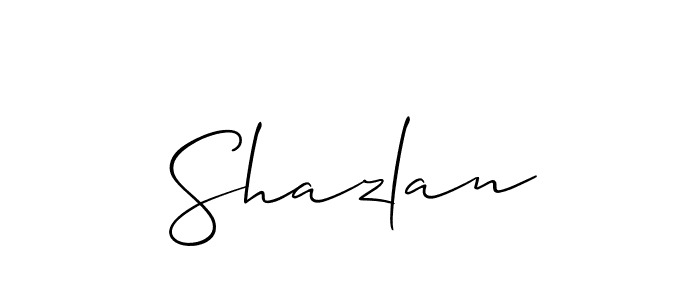 Design your own signature with our free online signature maker. With this signature software, you can create a handwritten (Allison_Script) signature for name Shazlan. Shazlan signature style 2 images and pictures png