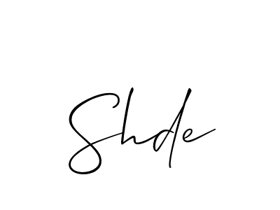 Use a signature maker to create a handwritten signature online. With this signature software, you can design (Allison_Script) your own signature for name Shde. Shde signature style 2 images and pictures png