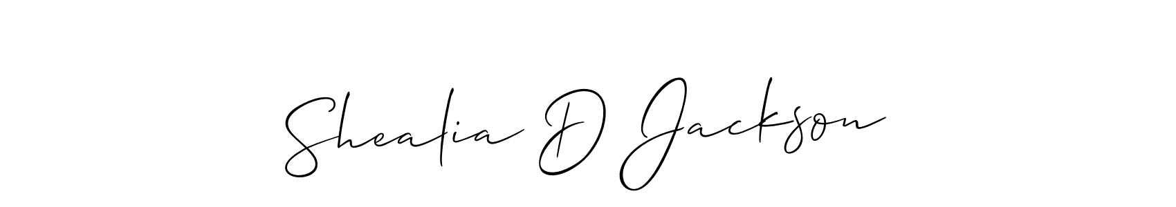 Similarly Allison_Script is the best handwritten signature design. Signature creator online .You can use it as an online autograph creator for name Shealia D Jackson. Shealia D Jackson signature style 2 images and pictures png