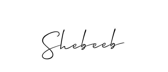 if you are searching for the best signature style for your name Shebeeb. so please give up your signature search. here we have designed multiple signature styles  using Allison_Script. Shebeeb signature style 2 images and pictures png