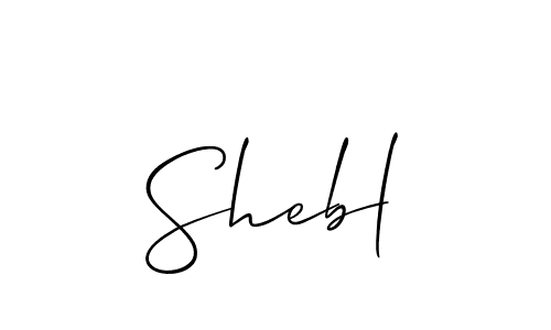 Use a signature maker to create a handwritten signature online. With this signature software, you can design (Allison_Script) your own signature for name Shebl. Shebl signature style 2 images and pictures png