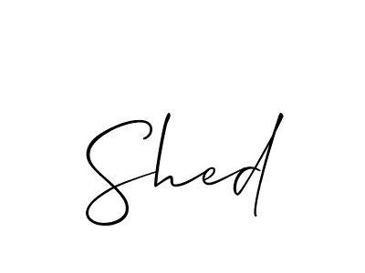 Create a beautiful signature design for name Shed. With this signature (Allison_Script) fonts, you can make a handwritten signature for free. Shed signature style 2 images and pictures png