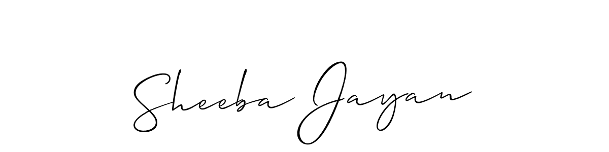 Allison_Script is a professional signature style that is perfect for those who want to add a touch of class to their signature. It is also a great choice for those who want to make their signature more unique. Get Sheeba Jayan name to fancy signature for free. Sheeba Jayan signature style 2 images and pictures png