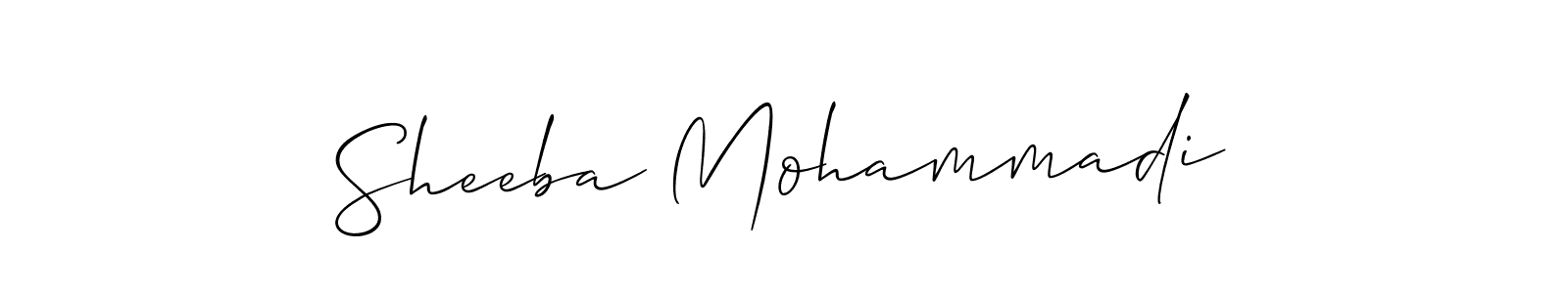 The best way (Allison_Script) to make a short signature is to pick only two or three words in your name. The name Sheeba Mohammadi include a total of six letters. For converting this name. Sheeba Mohammadi signature style 2 images and pictures png