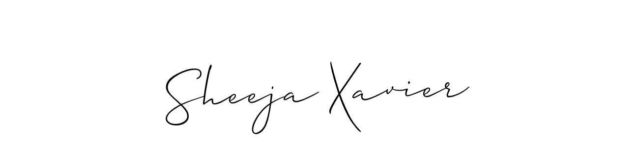 The best way (Allison_Script) to make a short signature is to pick only two or three words in your name. The name Sheeja Xavier include a total of six letters. For converting this name. Sheeja Xavier signature style 2 images and pictures png