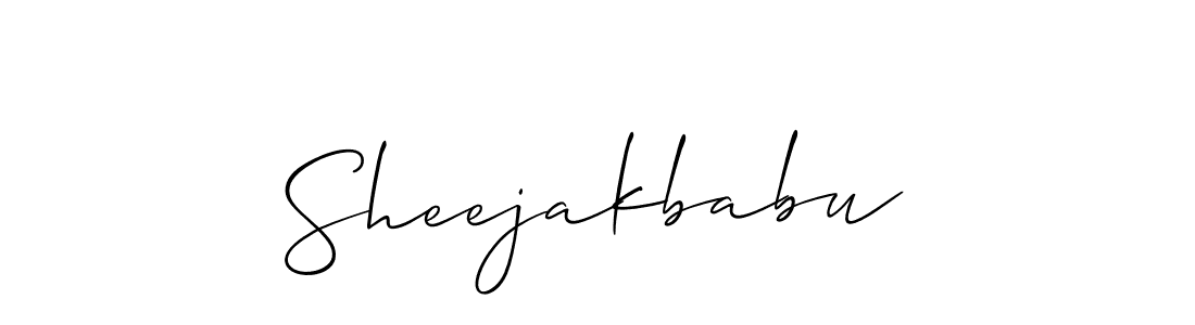 It looks lik you need a new signature style for name Sheejakbabu. Design unique handwritten (Allison_Script) signature with our free signature maker in just a few clicks. Sheejakbabu signature style 2 images and pictures png