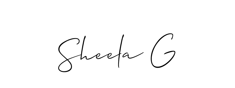 Use a signature maker to create a handwritten signature online. With this signature software, you can design (Allison_Script) your own signature for name Sheela G. Sheela G signature style 2 images and pictures png
