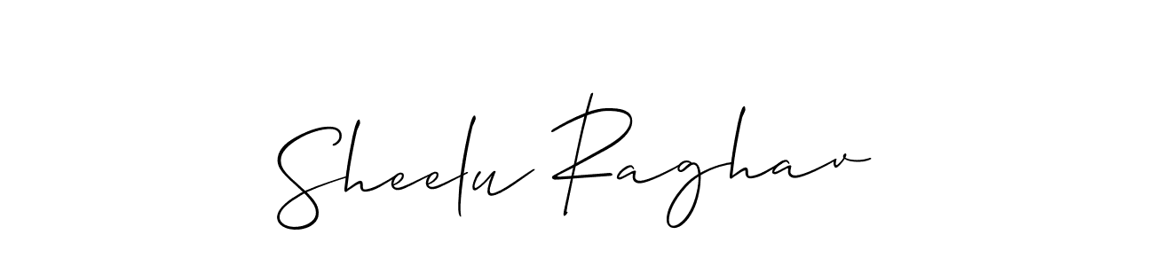 Also You can easily find your signature by using the search form. We will create Sheelu Raghav name handwritten signature images for you free of cost using Allison_Script sign style. Sheelu Raghav signature style 2 images and pictures png