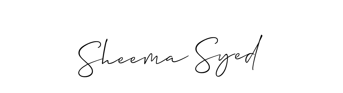 The best way (Allison_Script) to make a short signature is to pick only two or three words in your name. The name Sheema Syed include a total of six letters. For converting this name. Sheema Syed signature style 2 images and pictures png