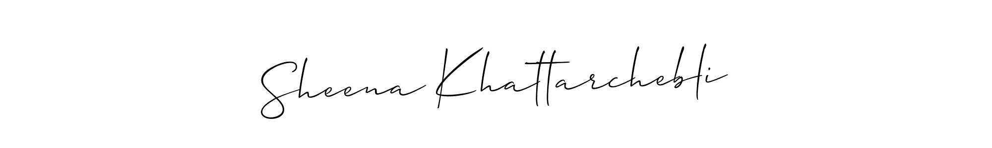 if you are searching for the best signature style for your name Sheena Khattarchebli. so please give up your signature search. here we have designed multiple signature styles  using Allison_Script. Sheena Khattarchebli signature style 2 images and pictures png