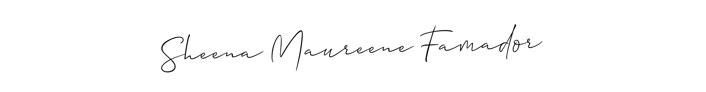 How to make Sheena Maureene Famador signature? Allison_Script is a professional autograph style. Create handwritten signature for Sheena Maureene Famador name. Sheena Maureene Famador signature style 2 images and pictures png