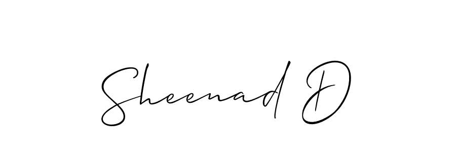 It looks lik you need a new signature style for name Sheenad D. Design unique handwritten (Allison_Script) signature with our free signature maker in just a few clicks. Sheenad D signature style 2 images and pictures png