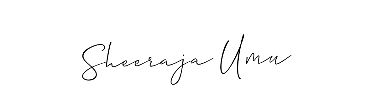 Allison_Script is a professional signature style that is perfect for those who want to add a touch of class to their signature. It is also a great choice for those who want to make their signature more unique. Get Sheeraja Umu name to fancy signature for free. Sheeraja Umu signature style 2 images and pictures png