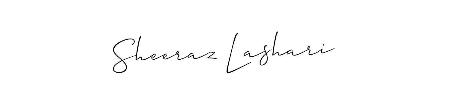 Create a beautiful signature design for name Sheeraz Lashari. With this signature (Allison_Script) fonts, you can make a handwritten signature for free. Sheeraz Lashari signature style 2 images and pictures png