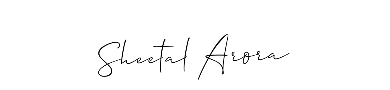 Make a short Sheetal Arora signature style. Manage your documents anywhere anytime using Allison_Script. Create and add eSignatures, submit forms, share and send files easily. Sheetal Arora signature style 2 images and pictures png