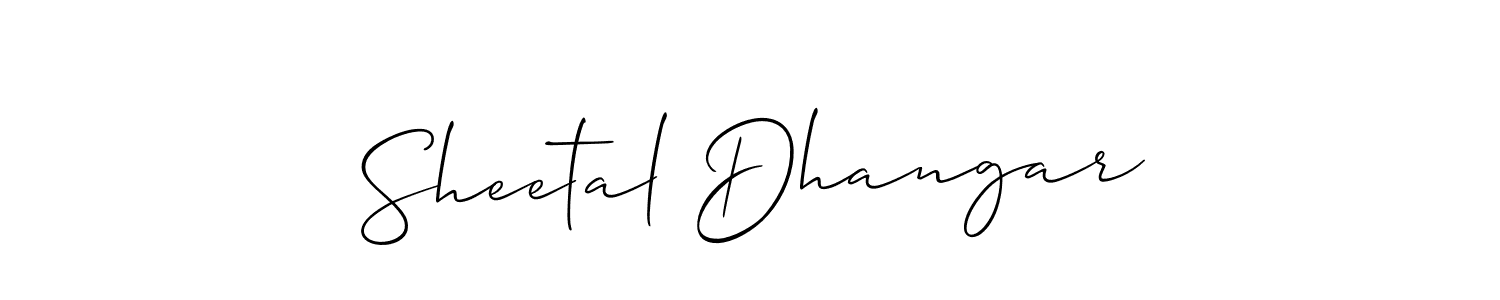 Make a beautiful signature design for name Sheetal Dhangar. With this signature (Allison_Script) style, you can create a handwritten signature for free. Sheetal Dhangar signature style 2 images and pictures png