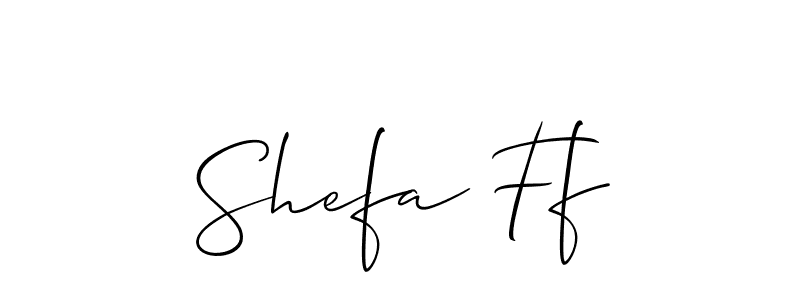 Use a signature maker to create a handwritten signature online. With this signature software, you can design (Allison_Script) your own signature for name Shefa Ff. Shefa Ff signature style 2 images and pictures png