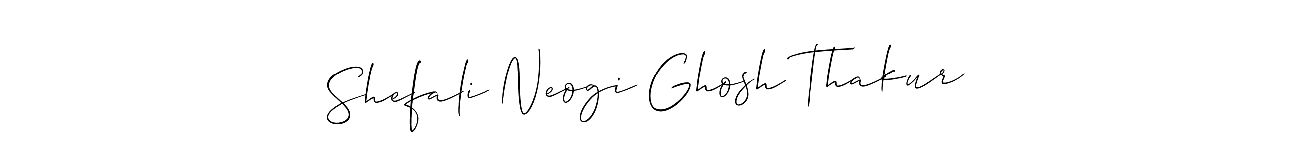 How to make Shefali Neogi Ghosh Thakur name signature. Use Allison_Script style for creating short signs online. This is the latest handwritten sign. Shefali Neogi Ghosh Thakur signature style 2 images and pictures png