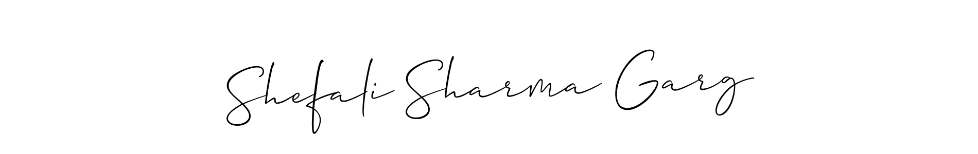 Allison_Script is a professional signature style that is perfect for those who want to add a touch of class to their signature. It is also a great choice for those who want to make their signature more unique. Get Shefali Sharma Garg name to fancy signature for free. Shefali Sharma Garg signature style 2 images and pictures png