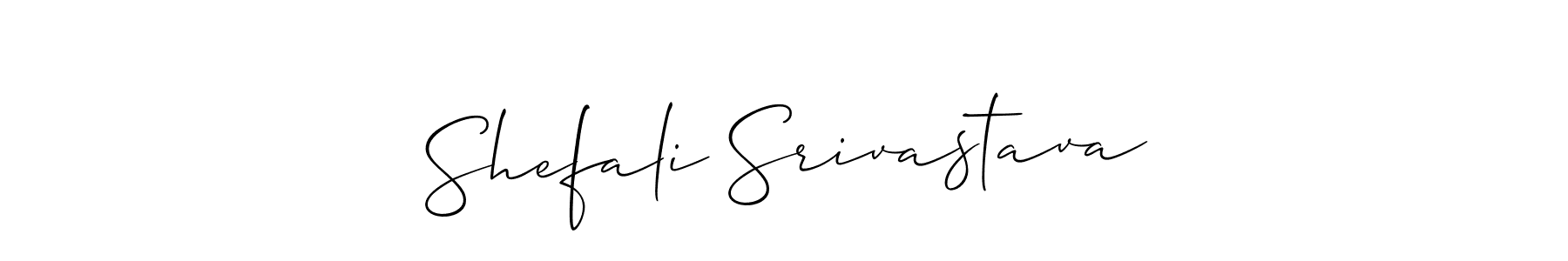 Make a short Shefali Srivastava signature style. Manage your documents anywhere anytime using Allison_Script. Create and add eSignatures, submit forms, share and send files easily. Shefali Srivastava signature style 2 images and pictures png