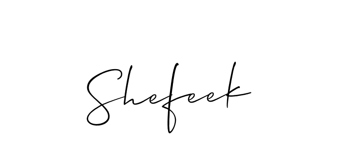 Create a beautiful signature design for name Shefeek. With this signature (Allison_Script) fonts, you can make a handwritten signature for free. Shefeek signature style 2 images and pictures png