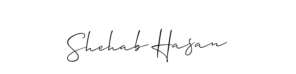 The best way (Allison_Script) to make a short signature is to pick only two or three words in your name. The name Shehab Hasan include a total of six letters. For converting this name. Shehab Hasan signature style 2 images and pictures png