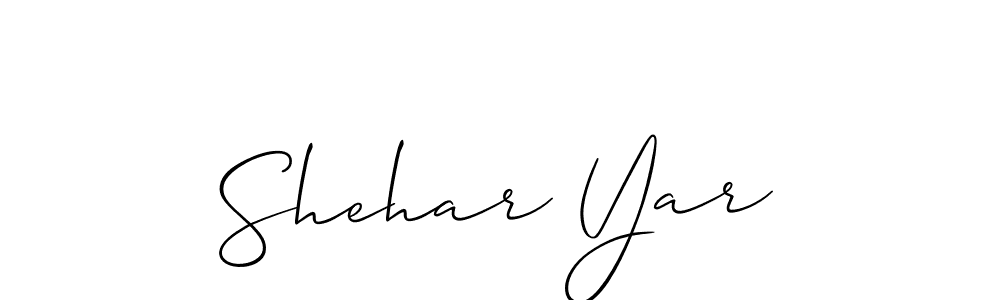 It looks lik you need a new signature style for name Shehar Yar. Design unique handwritten (Allison_Script) signature with our free signature maker in just a few clicks. Shehar Yar signature style 2 images and pictures png