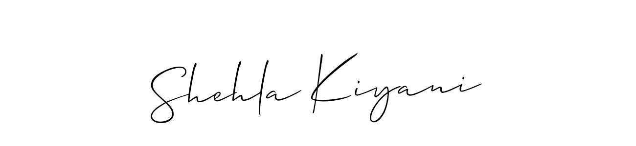Allison_Script is a professional signature style that is perfect for those who want to add a touch of class to their signature. It is also a great choice for those who want to make their signature more unique. Get Shehla Kiyani name to fancy signature for free. Shehla Kiyani signature style 2 images and pictures png