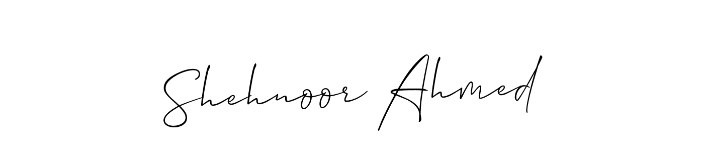 How to make Shehnoor Ahmed signature? Allison_Script is a professional autograph style. Create handwritten signature for Shehnoor Ahmed name. Shehnoor Ahmed signature style 2 images and pictures png
