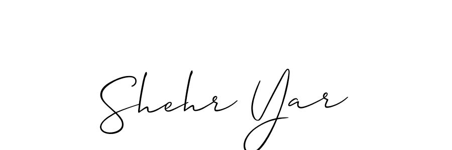 Make a beautiful signature design for name Shehr Yar. With this signature (Allison_Script) style, you can create a handwritten signature for free. Shehr Yar signature style 2 images and pictures png