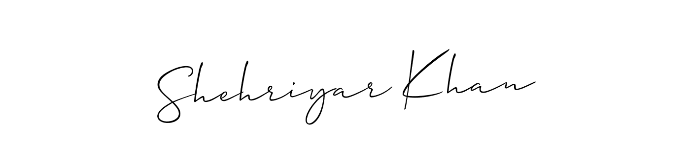How to make Shehriyar Khan name signature. Use Allison_Script style for creating short signs online. This is the latest handwritten sign. Shehriyar Khan signature style 2 images and pictures png