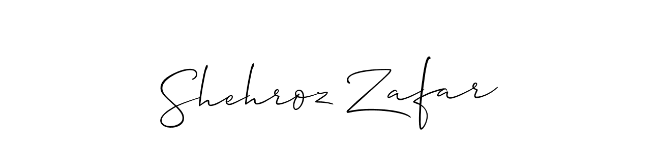 How to make Shehroz Zafar name signature. Use Allison_Script style for creating short signs online. This is the latest handwritten sign. Shehroz Zafar signature style 2 images and pictures png