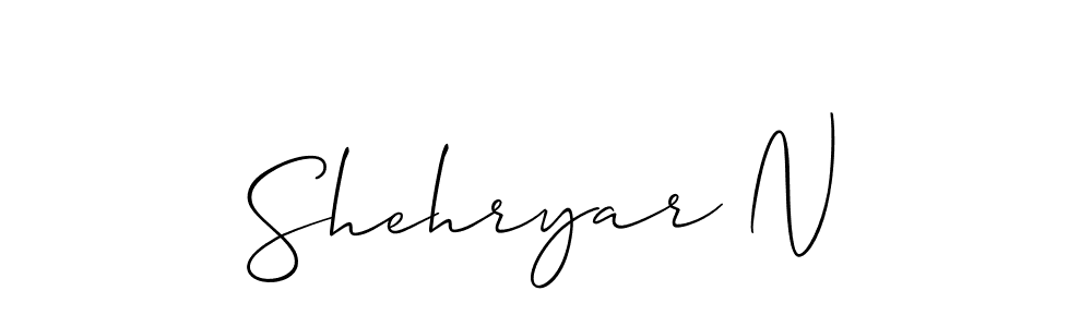 Allison_Script is a professional signature style that is perfect for those who want to add a touch of class to their signature. It is also a great choice for those who want to make their signature more unique. Get Shehryar N name to fancy signature for free. Shehryar N signature style 2 images and pictures png