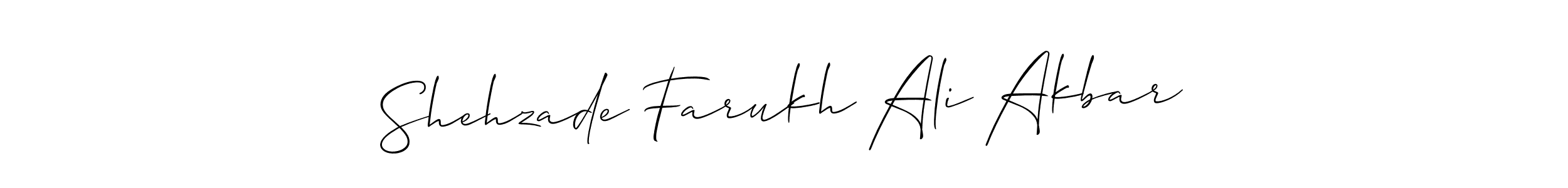 Design your own signature with our free online signature maker. With this signature software, you can create a handwritten (Allison_Script) signature for name Shehzade Farukh Ali Akbar. Shehzade Farukh Ali Akbar signature style 2 images and pictures png