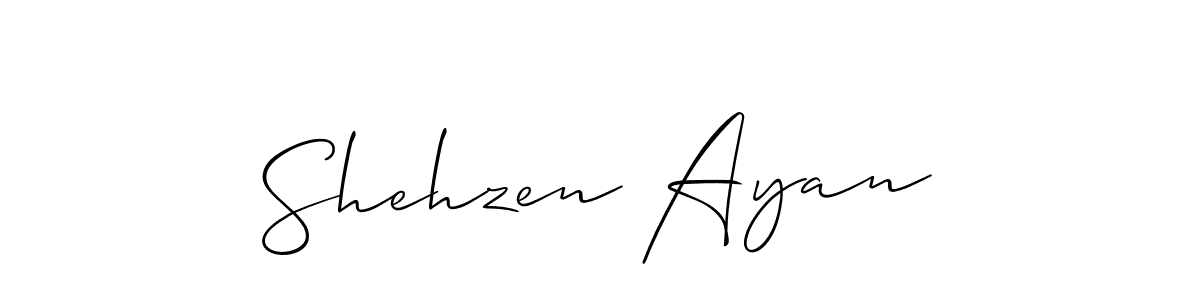 Make a beautiful signature design for name Shehzen Ayan. With this signature (Allison_Script) style, you can create a handwritten signature for free. Shehzen Ayan signature style 2 images and pictures png