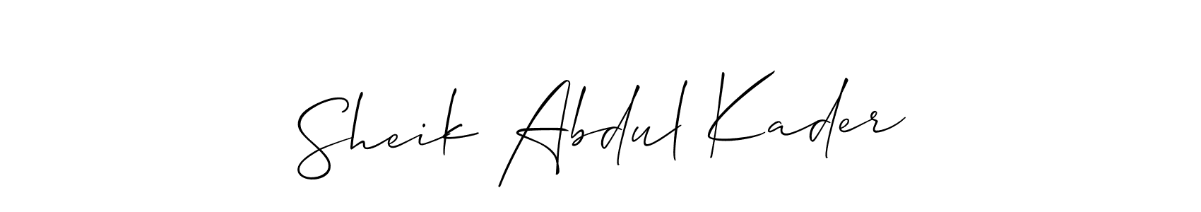 Use a signature maker to create a handwritten signature online. With this signature software, you can design (Allison_Script) your own signature for name Sheik Abdul Kader. Sheik Abdul Kader signature style 2 images and pictures png