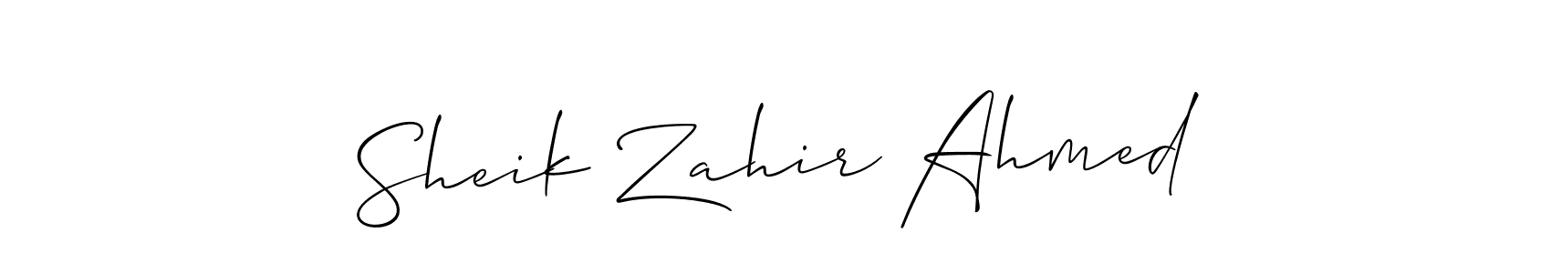 Design your own signature with our free online signature maker. With this signature software, you can create a handwritten (Allison_Script) signature for name Sheik Zahir Ahmed. Sheik Zahir Ahmed signature style 2 images and pictures png