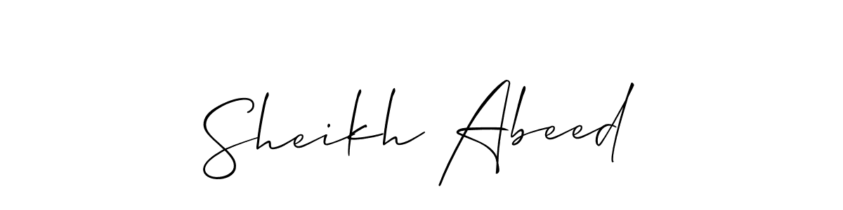 Allison_Script is a professional signature style that is perfect for those who want to add a touch of class to their signature. It is also a great choice for those who want to make their signature more unique. Get Sheikh Abeed name to fancy signature for free. Sheikh Abeed signature style 2 images and pictures png